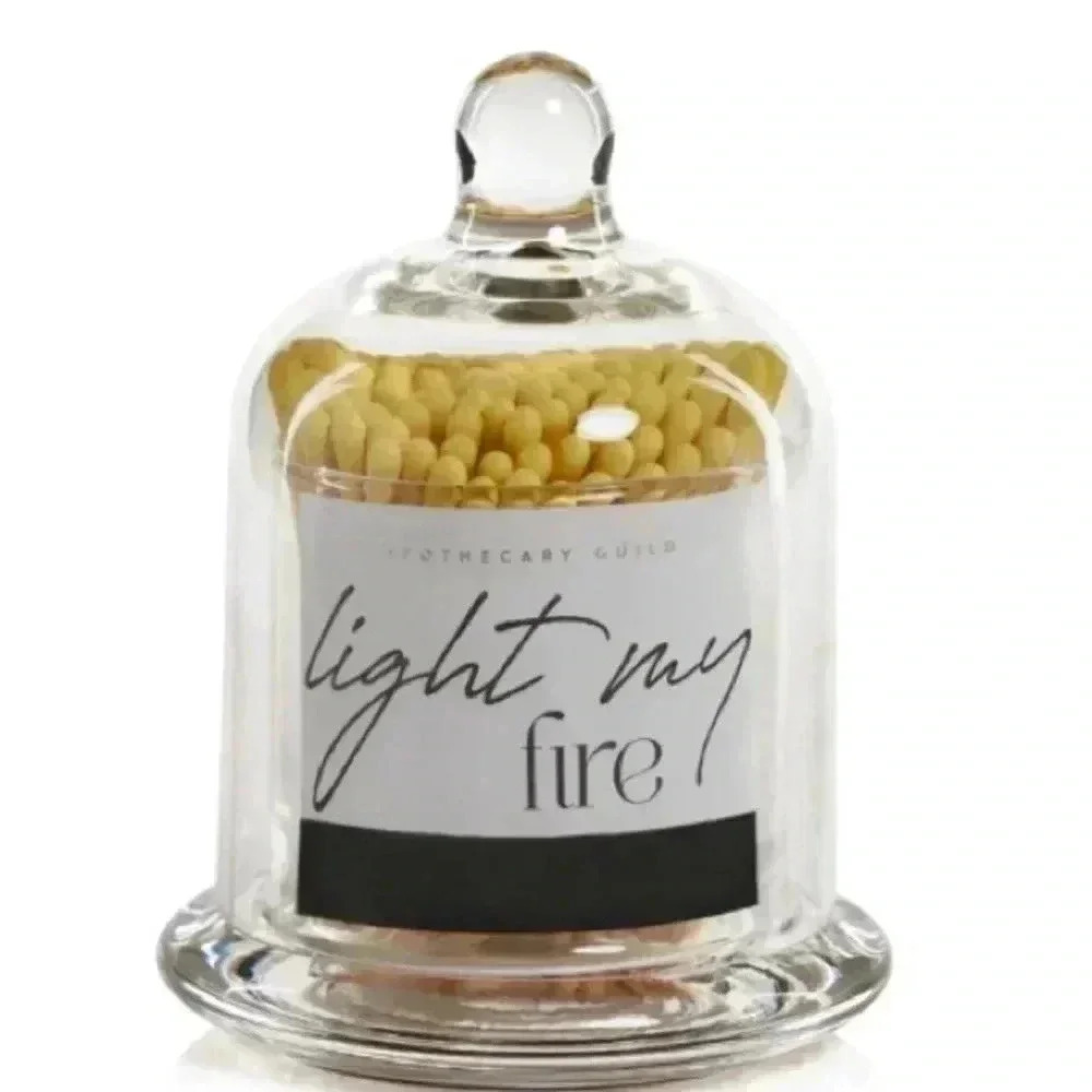 ZODAX APOTHECARY GUILD DOME Glass Jar&150 Yellow Tips Matches “Light My Fire”NIB